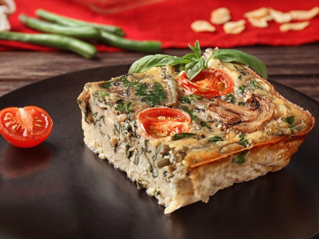 Colorful vegetable cake (cream cheese casserole) 3 Vegetable cake piece