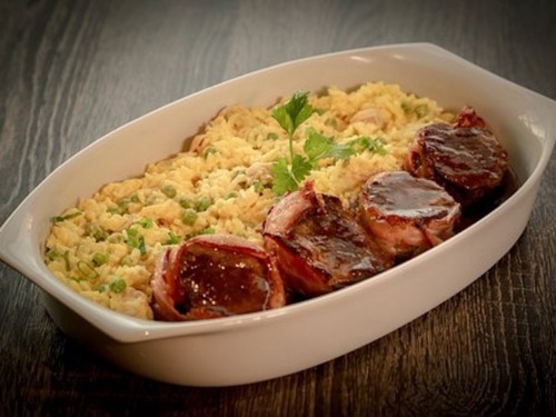 Schweinefilet im Speckmantel mit Steinpilzen 5 Schinkenspeck und Schweinefilet