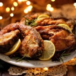 Omas gebratener Karpfen mit Speck 14 Gebratener Karpfen auf Teller