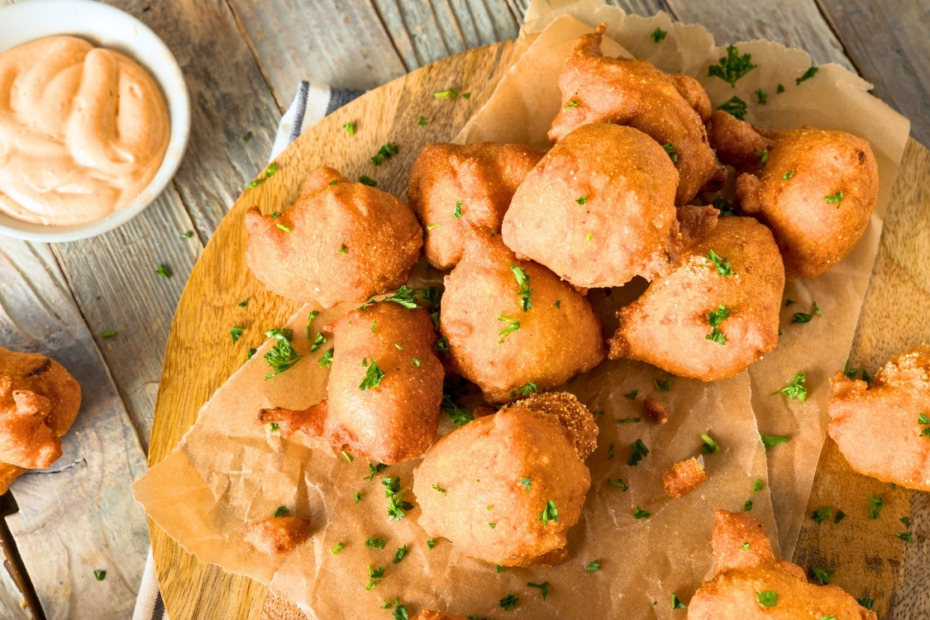 Champignons im Bierteig mit Sauce Tartare 2 frittierte Pilze in Bierteig