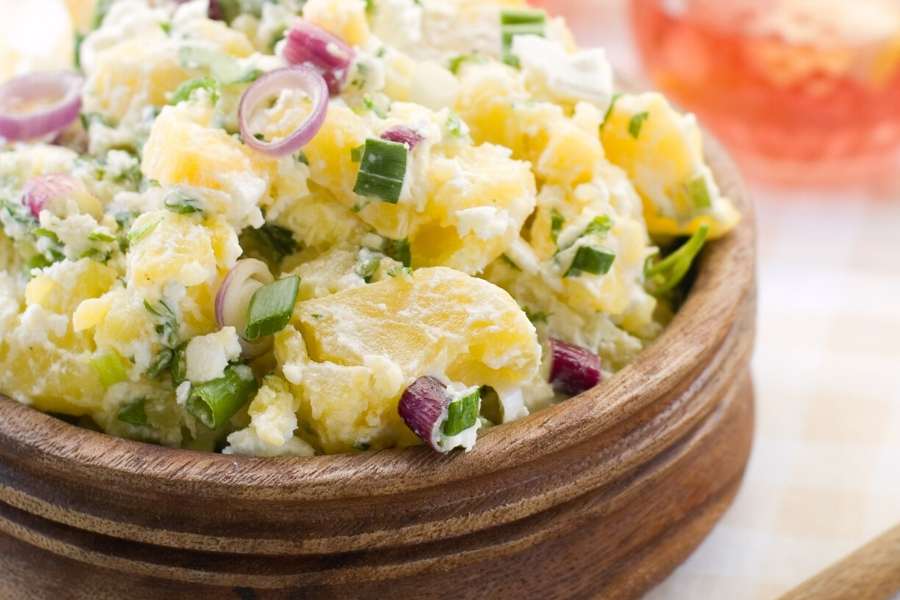 Kartoffelsalat mit grünen Bohnen und Sahne 1