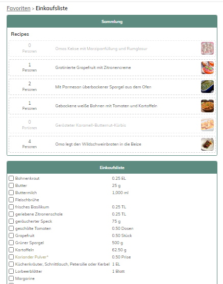 Einkaufsliste bearbeiten