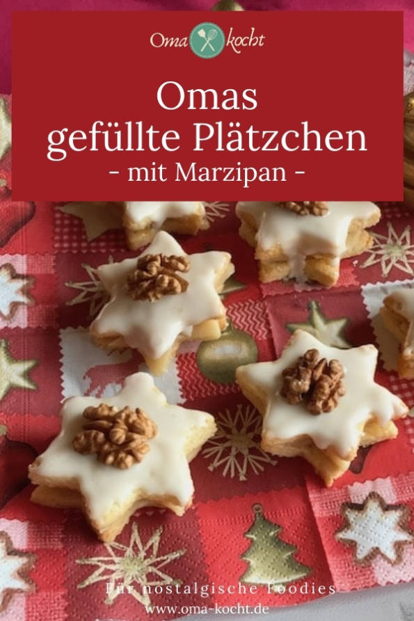 Omas Kekse mit Marzipanfüllung und Rumglasur - Oma Kocht