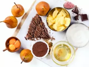 Zutaten Schokokuchen Birnen