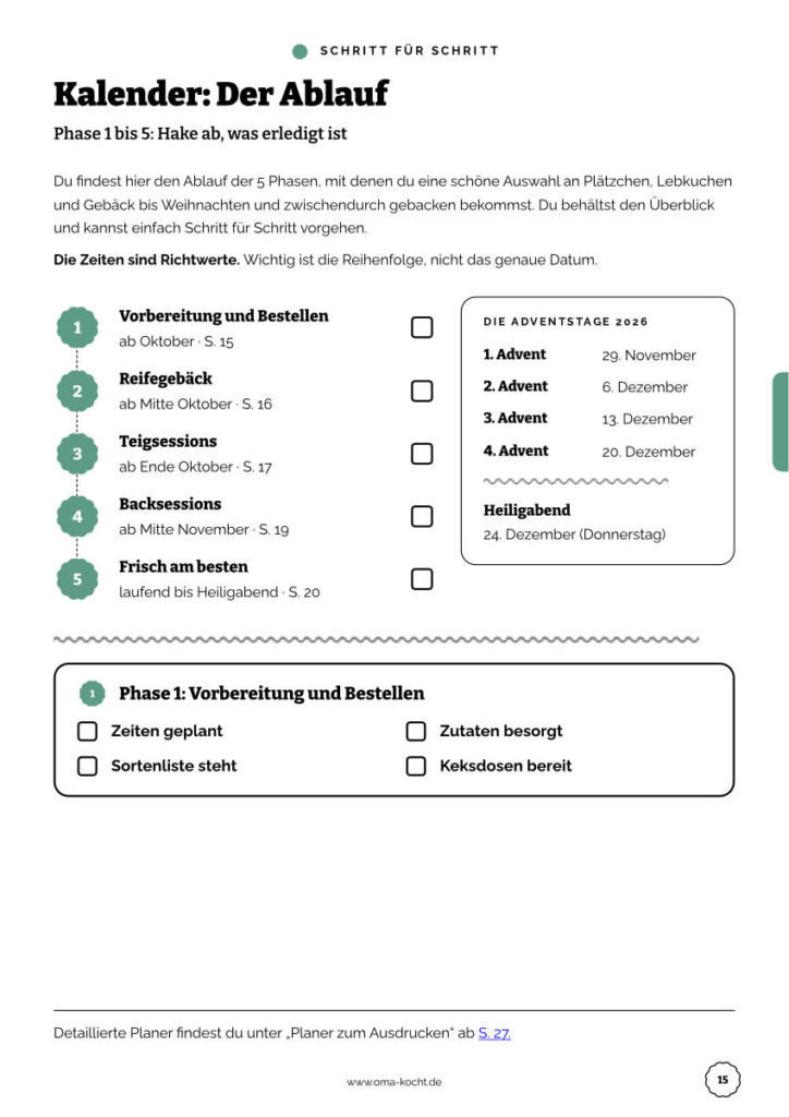 Der Weihnachtsbackplaner 3 Phasen backplaner
